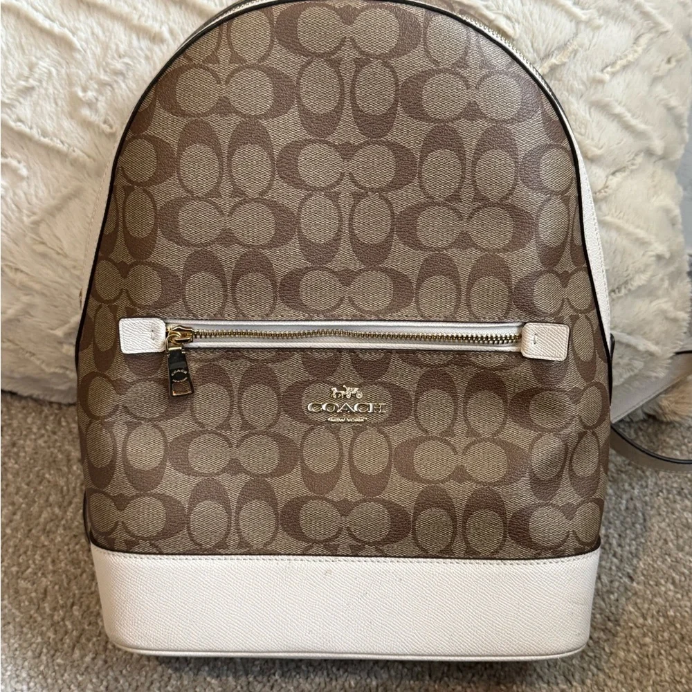 Coach Monogram Backpack in Brown and Cream - Picture 2 of 13